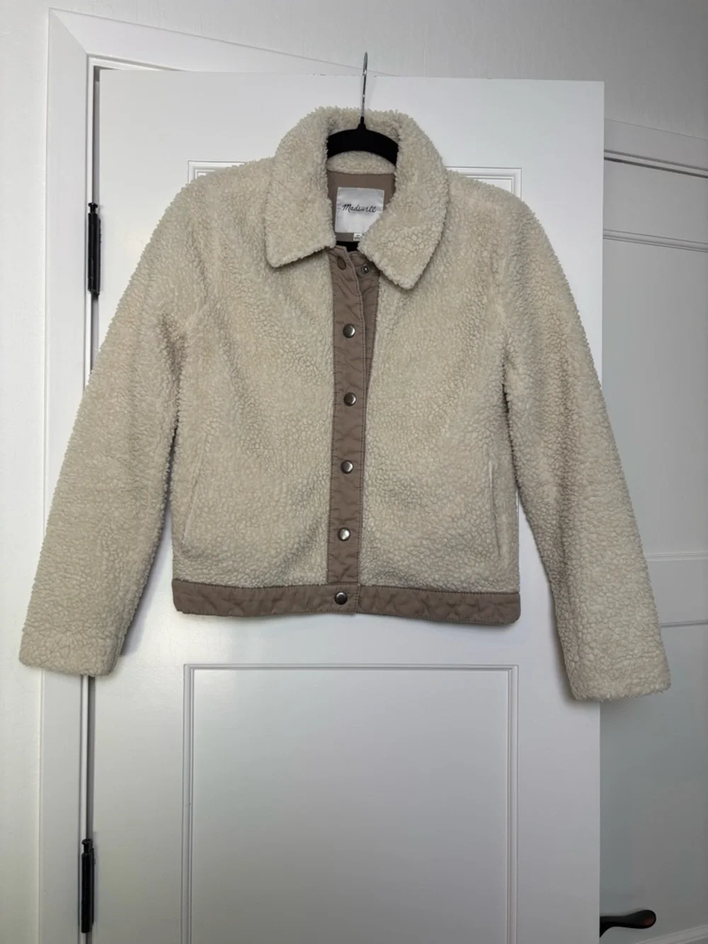 Madewell Cream Sherpa Portland Button-Front Jacket (XS)